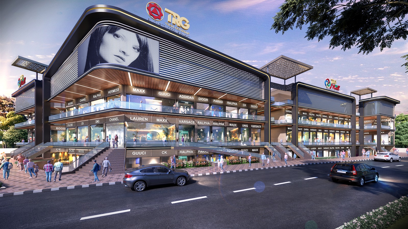 Artist's impression of TRG The Mall from the road