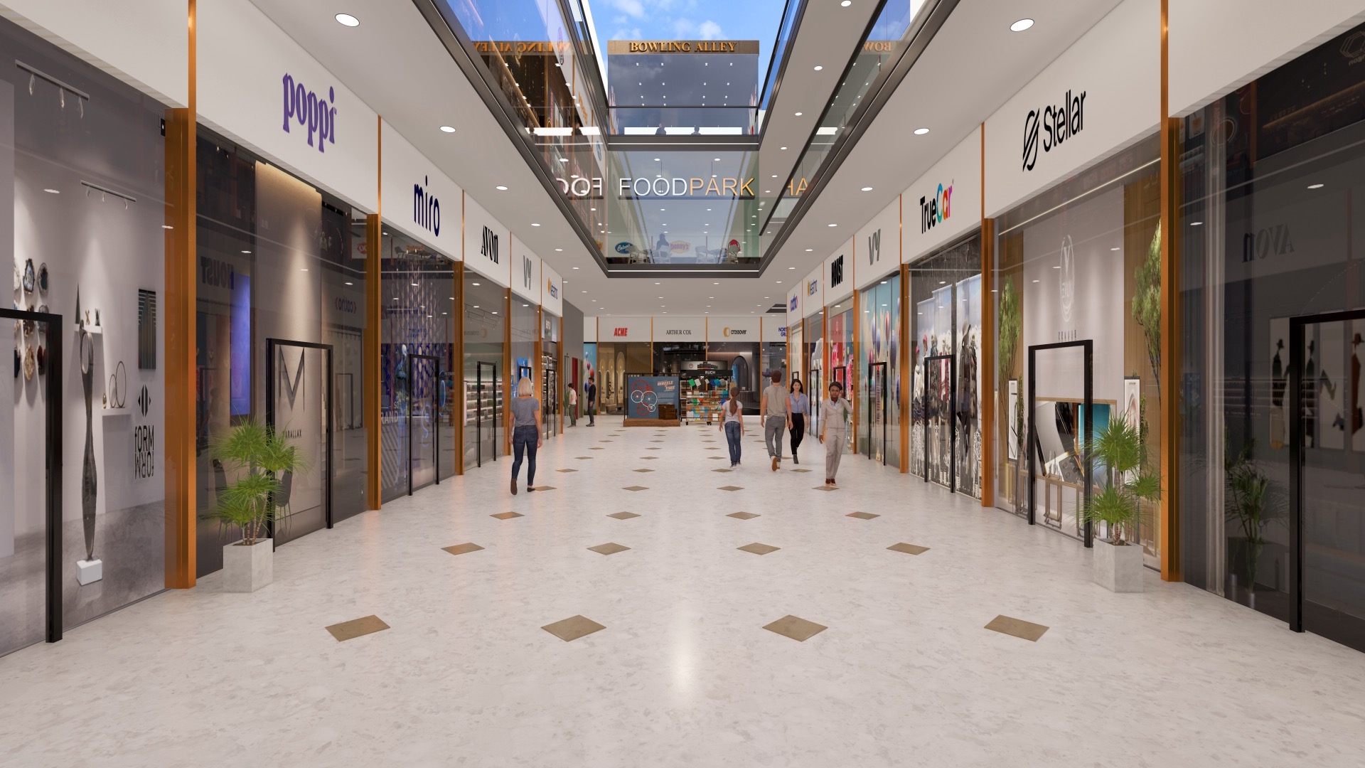 Artist's impression of a shopping arcade inside TRG The Mall